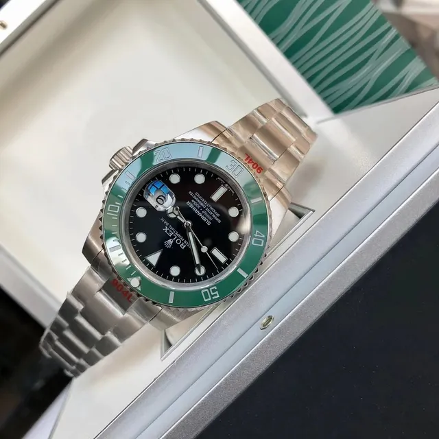 Rolex Submariner Argent Brossé Acier Inoxidable Oyster-Style Case Montre Mécanique 12