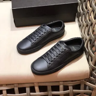 Saint Laurent 黑色皮革极简主义凸版印花品牌生活方式运动鞋