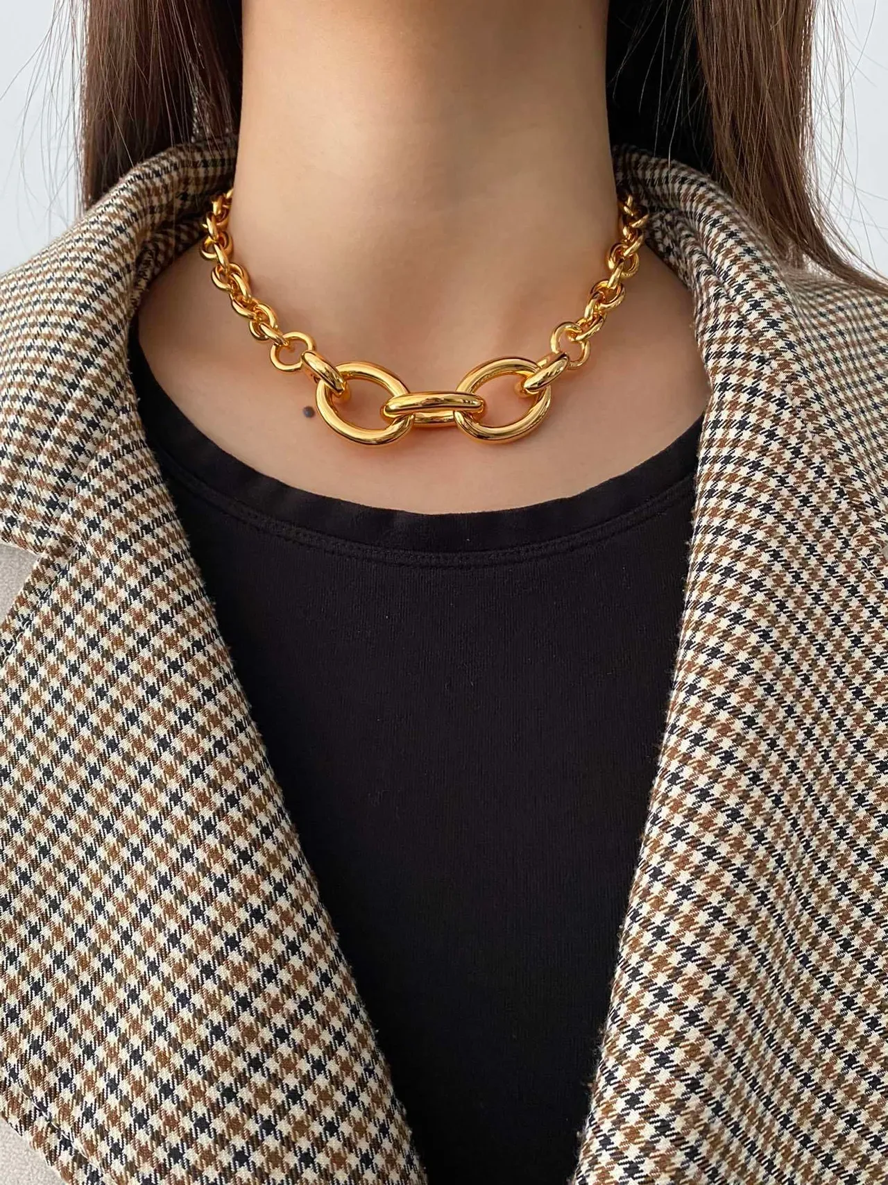 سانت لوران ذهبي سلاسل كثيفة روابط بيضاوية oversized 3