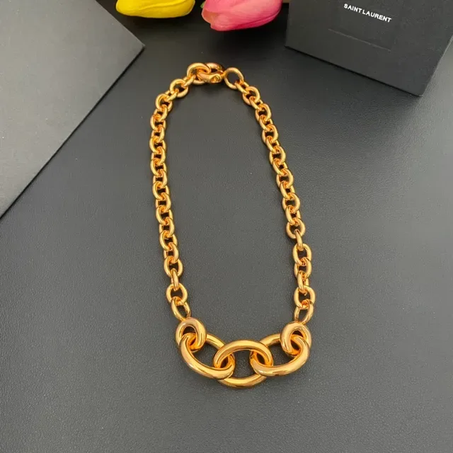 سانت لوران ذهبي سلاسل كثيفة روابط بيضاوية oversized 8