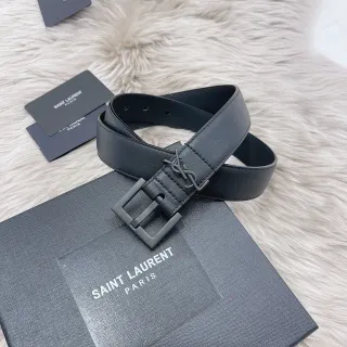 Saint Laurent Monogram Belt Black Leather Belt