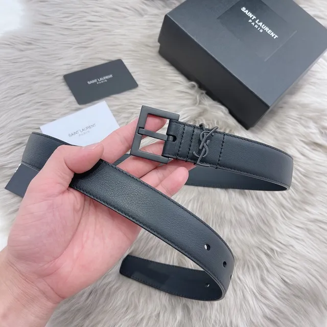 Saint Laurent Monogram কালো চামড়ার বেল্ট 2