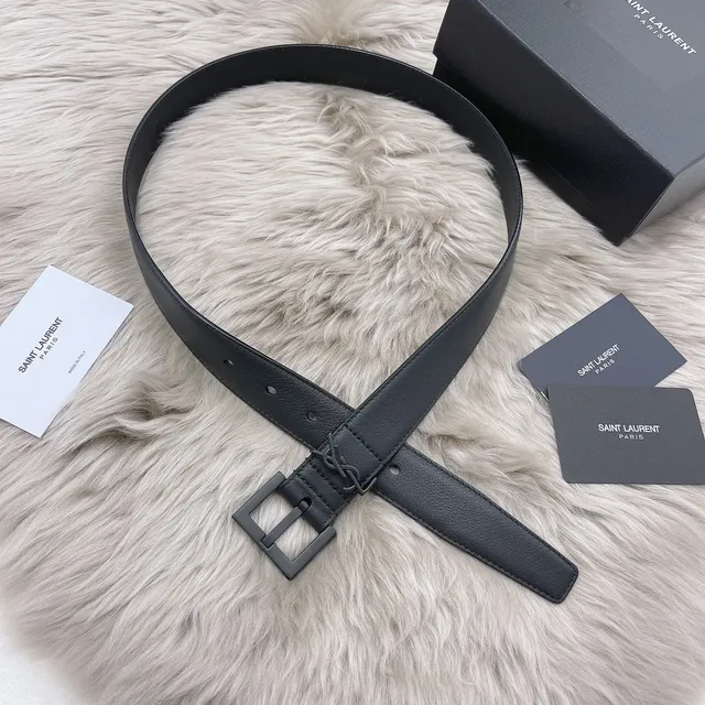 Saint Laurent Monogram কালো চামড়ার বেল্ট 4