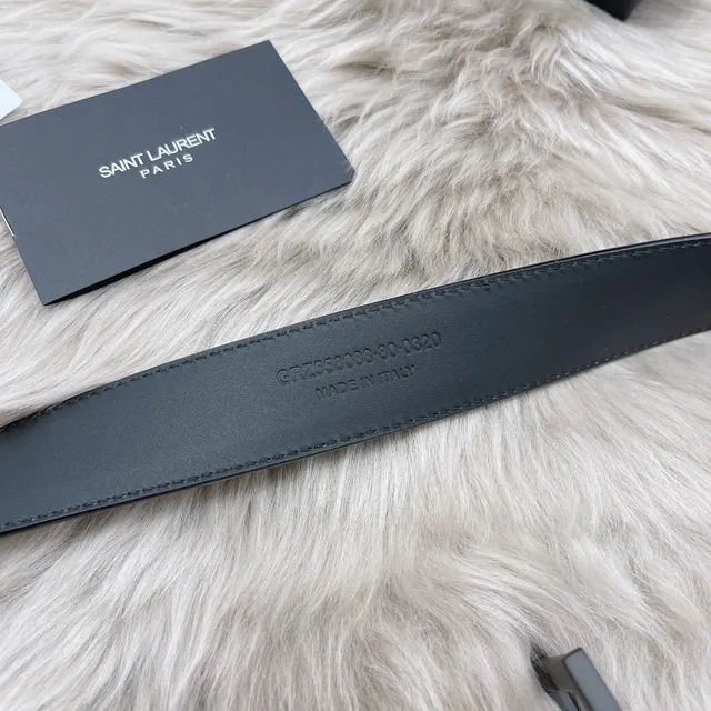 Saint Laurent Monogram কালো চামড়ার বেল্ট 5
