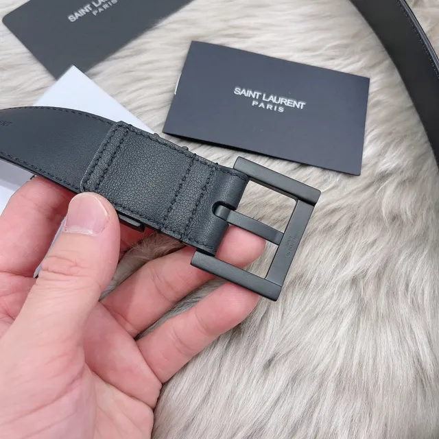Saint Laurent Monogram কালো চামড়ার বেল্ট 6