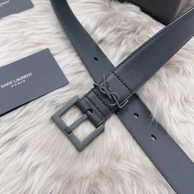 Saint Laurent Monogram কালো চামড়ার বেল্ট 7