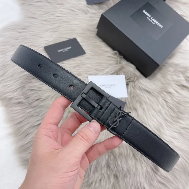 Saint Laurent Monogram কালো চামড়ার বেল্ট 8