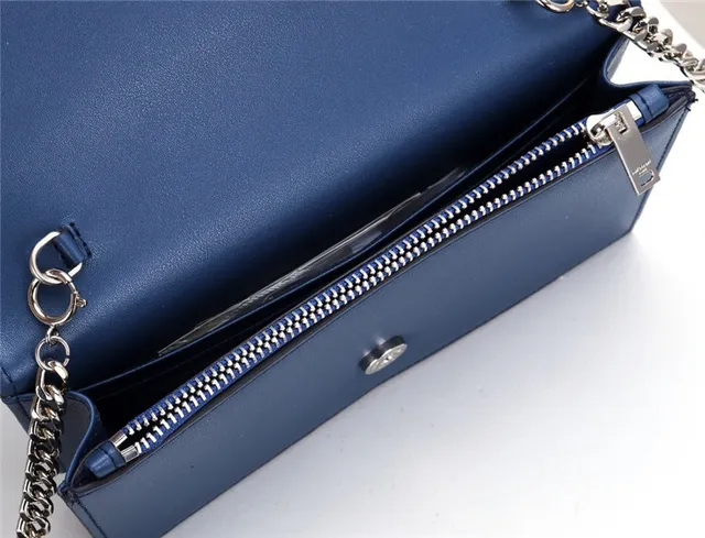 Saint Laurent bolsa azul marinho prata aba carteira alça com franjas 20