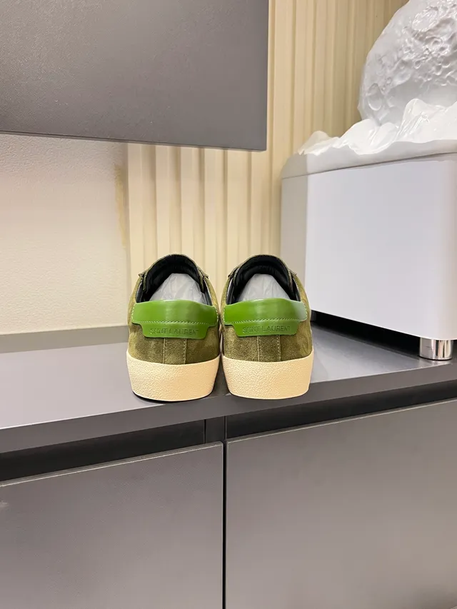 Saint Laurent Zapatillas Lifestyle Verde Oliva Ante Bordado Logo 2