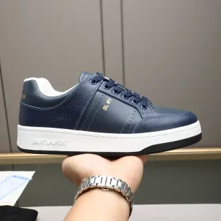 Saint Laurent SL 61 أحذية رياضية أسلوب حياة من جلد أزرق بحري