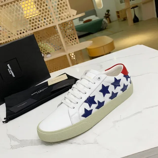 Saint Laurent baskets lifestyle basses avec appliqué étoile blanc marine 2