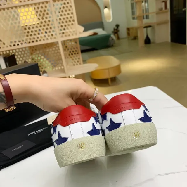 Saint Laurent baskets lifestyle basses avec appliqué étoile blanc marine 3