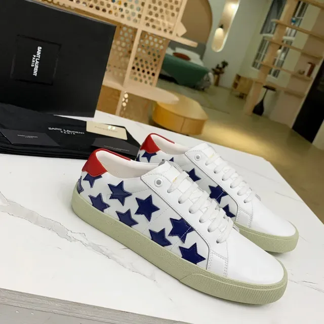 Saint Laurent baskets lifestyle basses avec appliqué étoile blanc marine 6