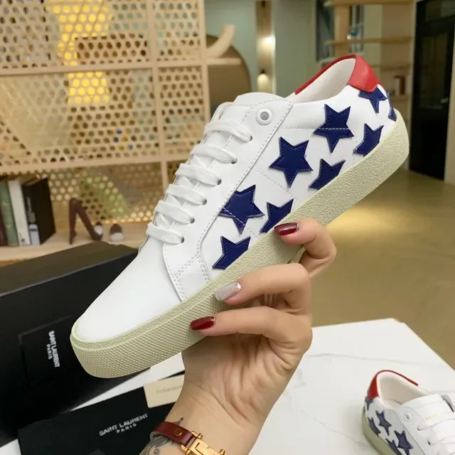 Saint Laurent baskets lifestyle basses avec appliqué étoile blanc marine 7