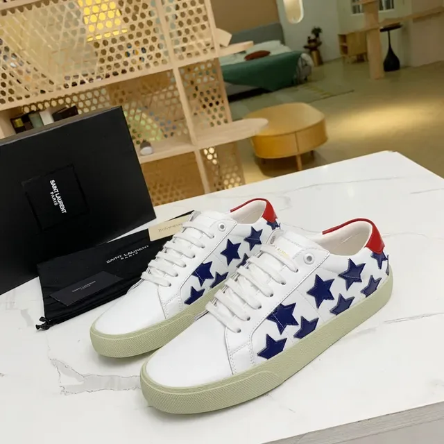 Saint Laurent baskets lifestyle basses avec appliqué étoile blanc marine 8