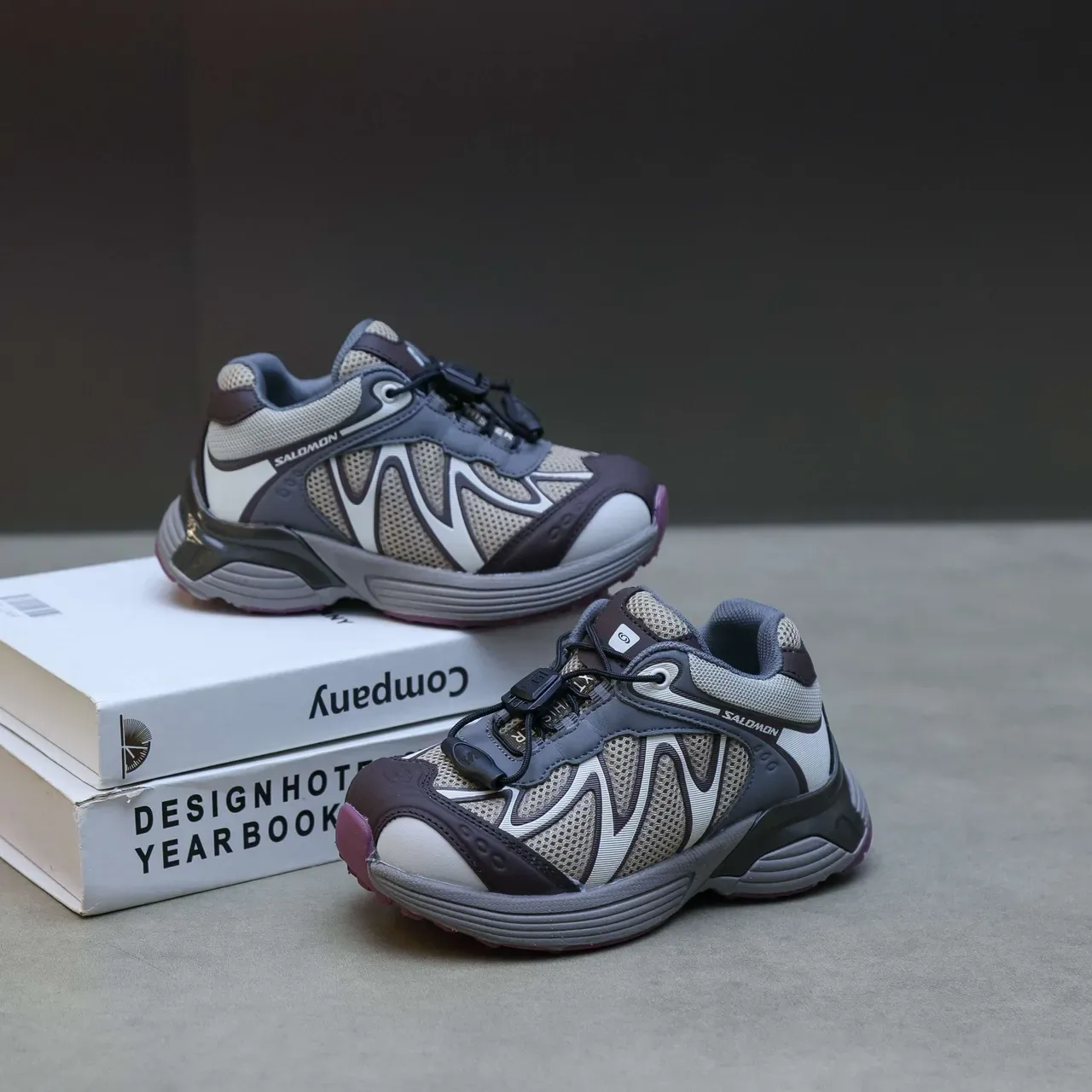 Salomon Pink Silver Wave-Pattern Synthetic Overlays Mesh Upper Lifestyle Sneakers 18