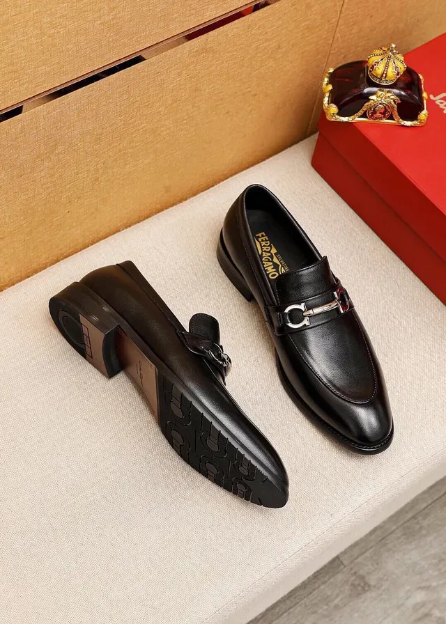 Salvatore Ferragamo Gancini Black Leather Horsebit Loafers 3