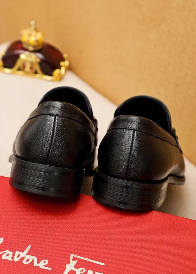 Salvatore Ferragamo Gancini Black Leather Horsebit Loafers 6