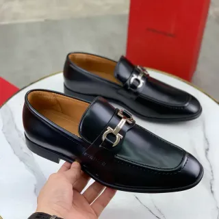 Salvatore Ferragamo Gancini Loafer Black Leather Loafers
