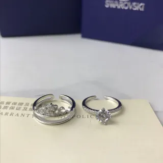 Swarovski Crystal Crown and Solitaire Open-Band Rings