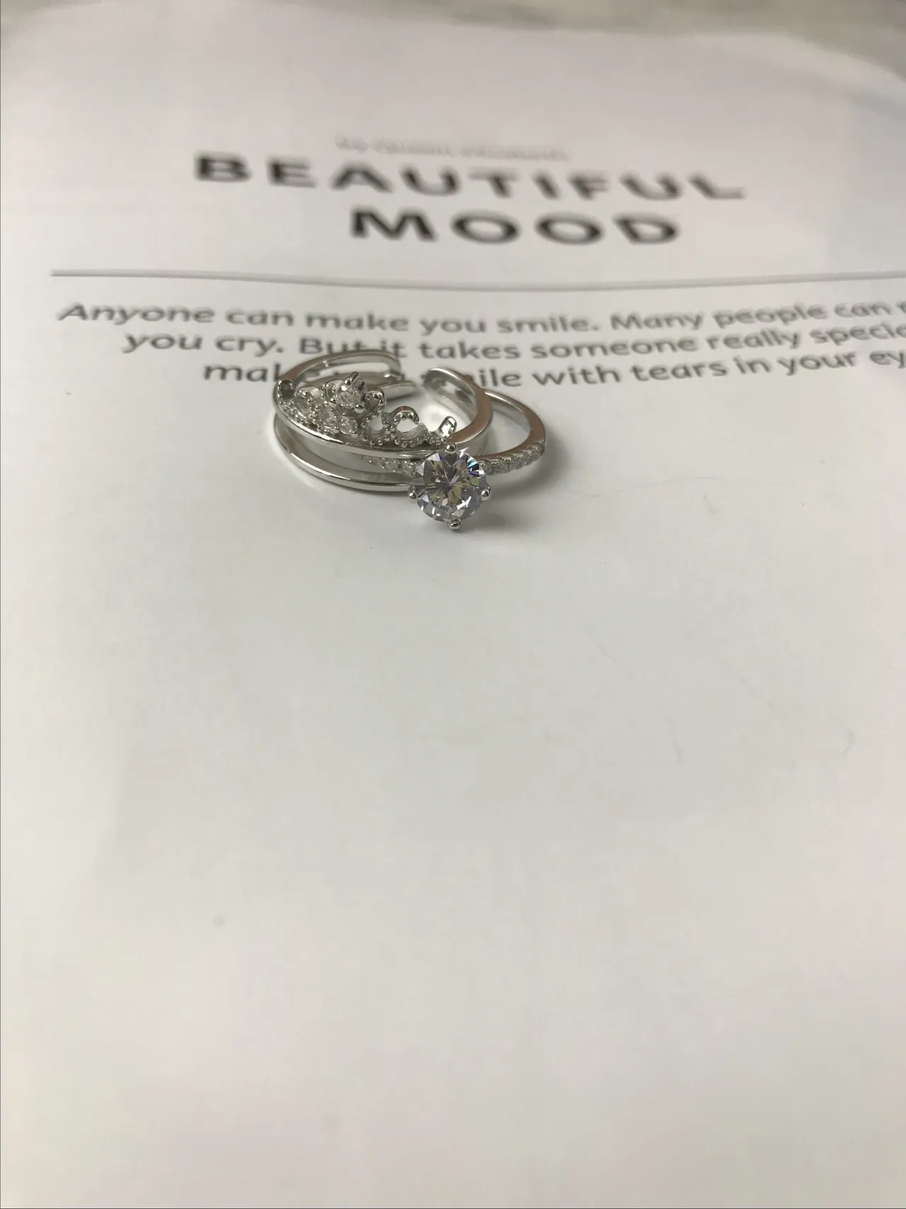Swarovski Couronne de Cristal et Bagues à Bande Ouverte Solitaire 5
