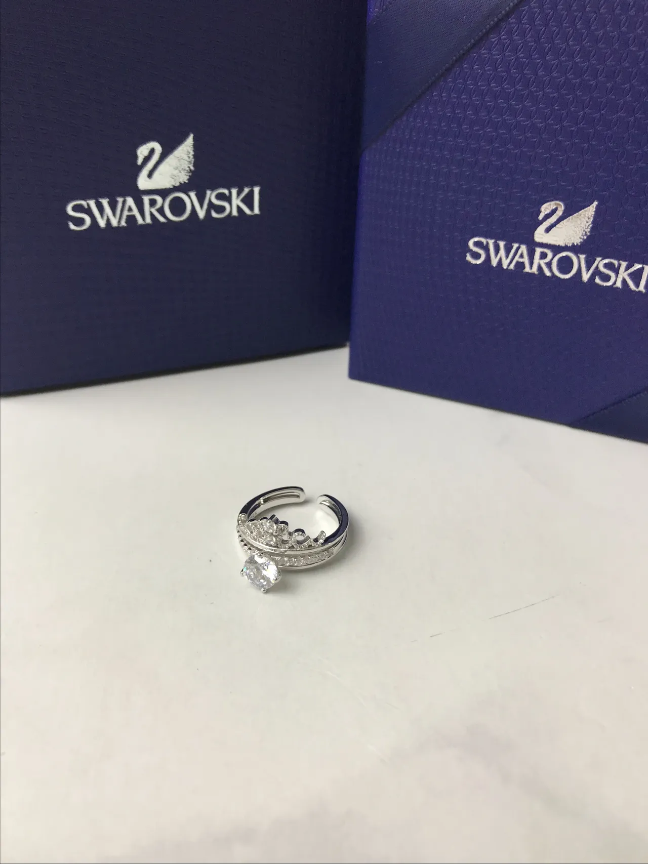 Swarovski Couronne de Cristal et Bagues à Bande Ouverte Solitaire 7