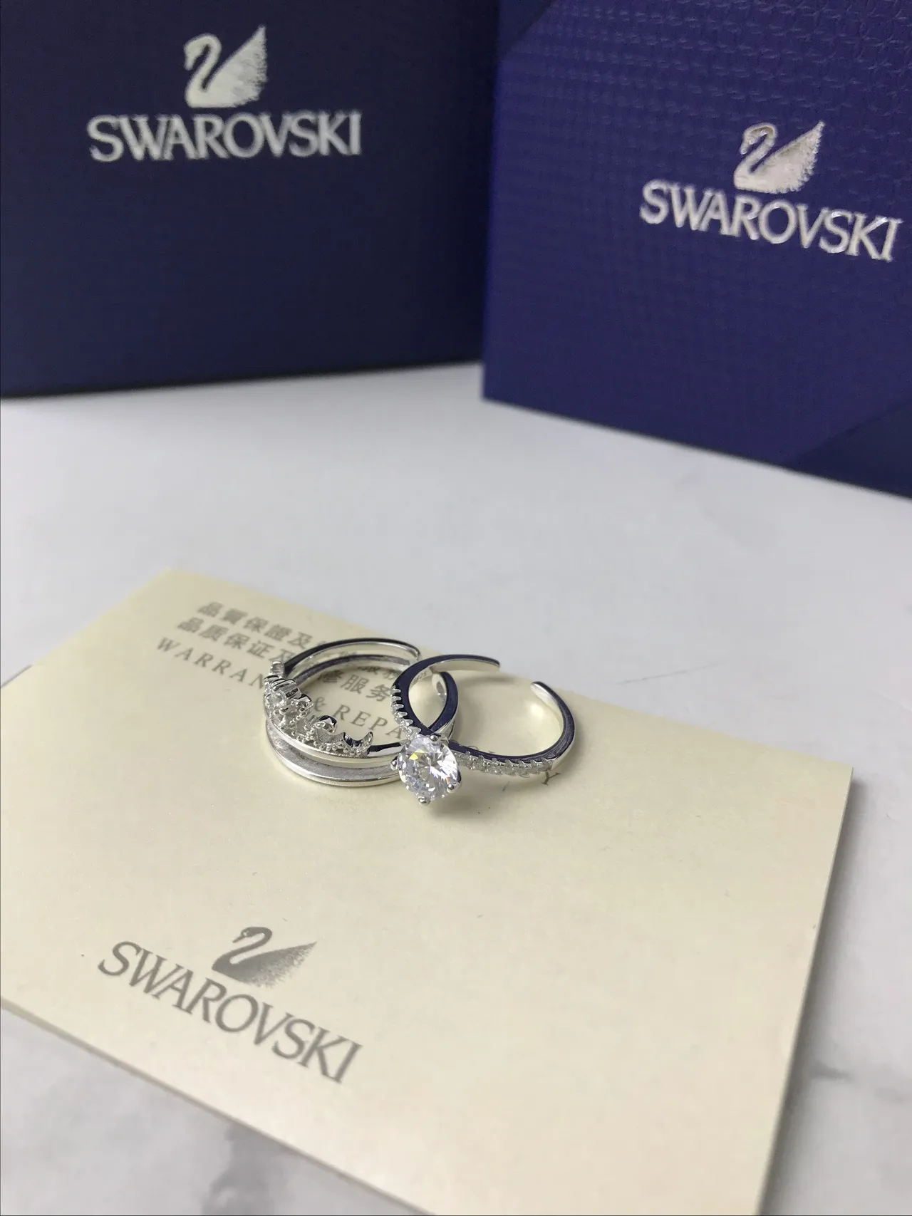 Swarovski Couronne de Cristal et Bagues à Bande Ouverte Solitaire 8