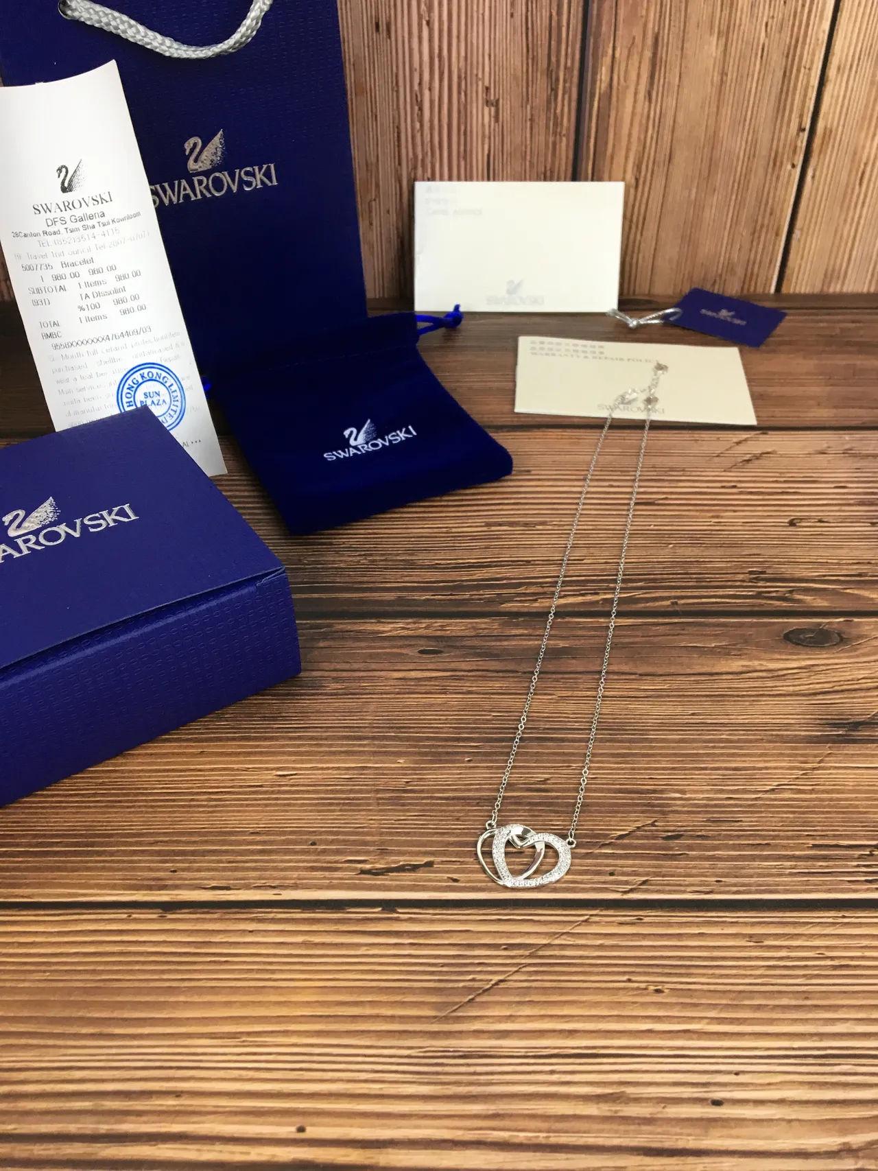 Swarovski Double Heart Pavé Crystal Necklace 2