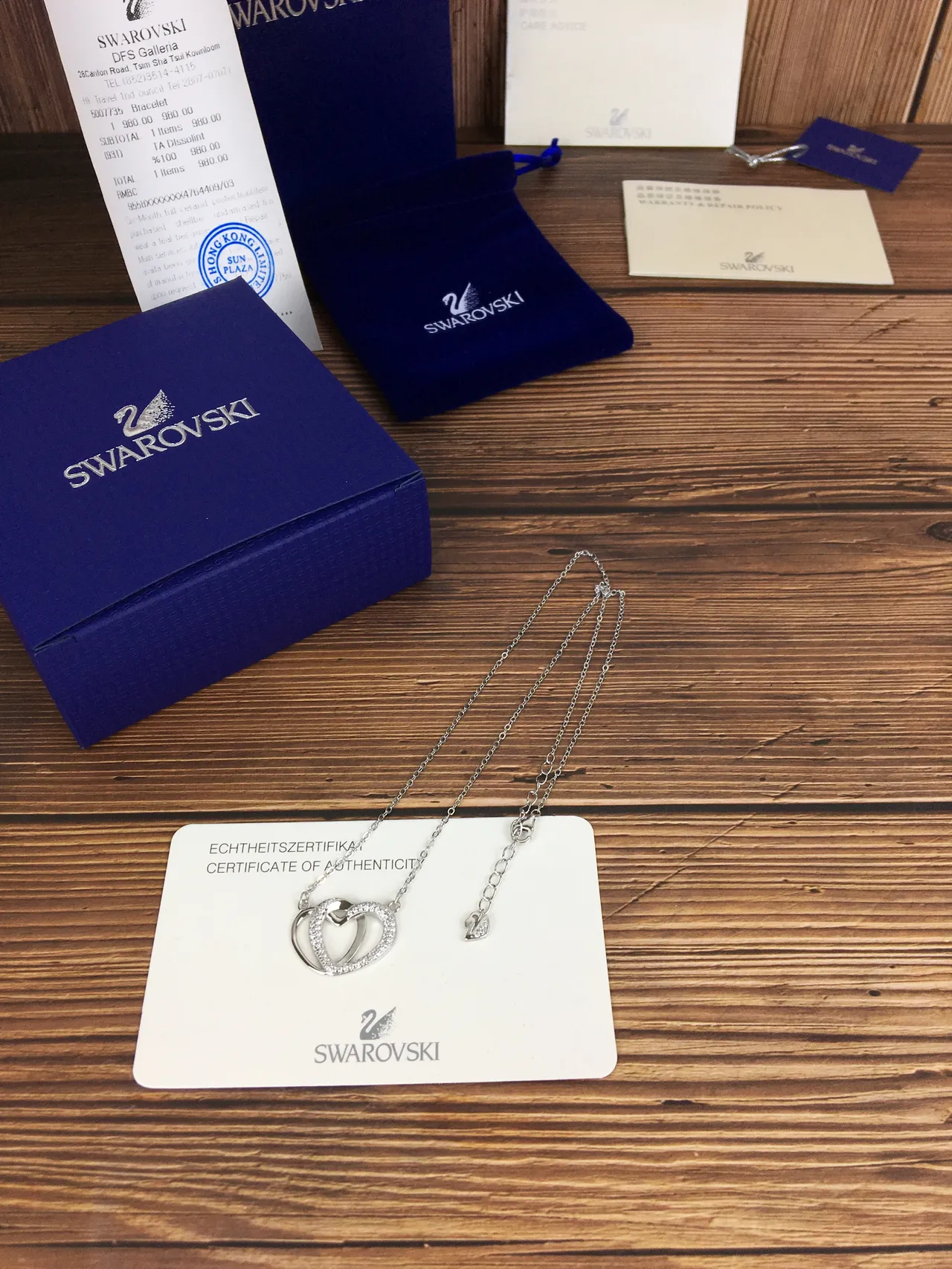 Swarovski Double Heart Pavé Crystal Necklace 3