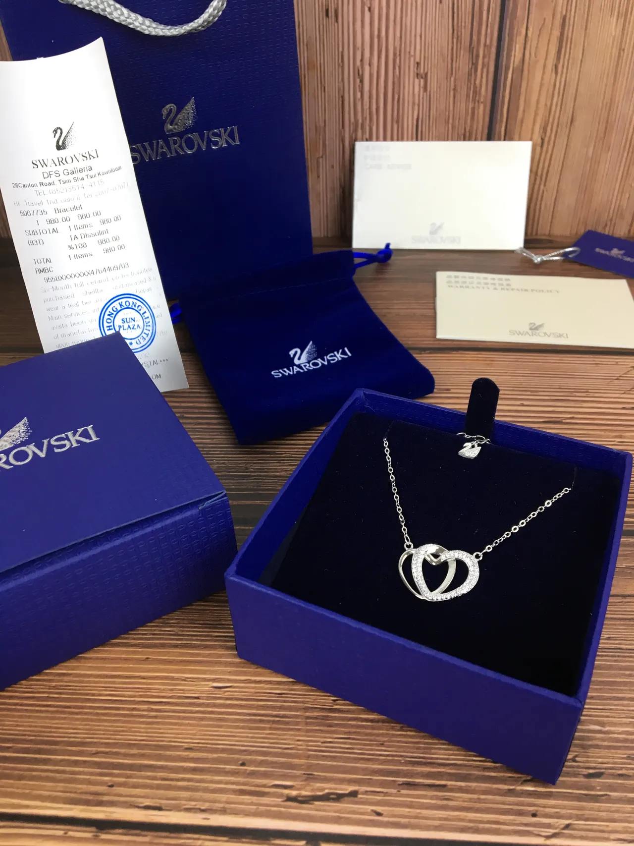 Swarovski Double Heart Pavé Crystal Necklace 6