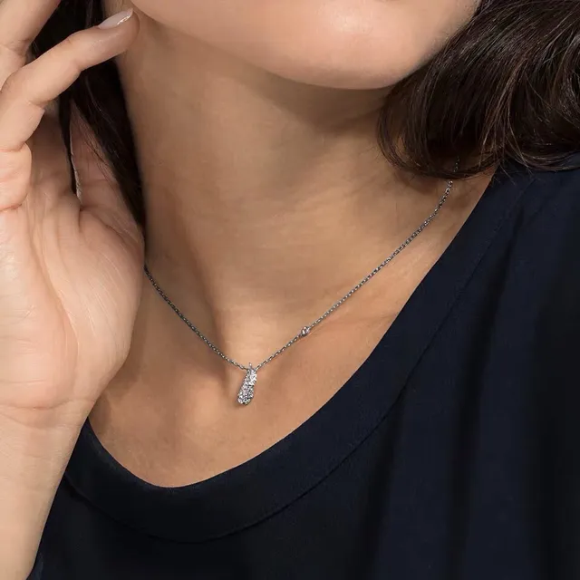 Swarovski Feather Pavé Crystal Silver-Tone Necklace 2