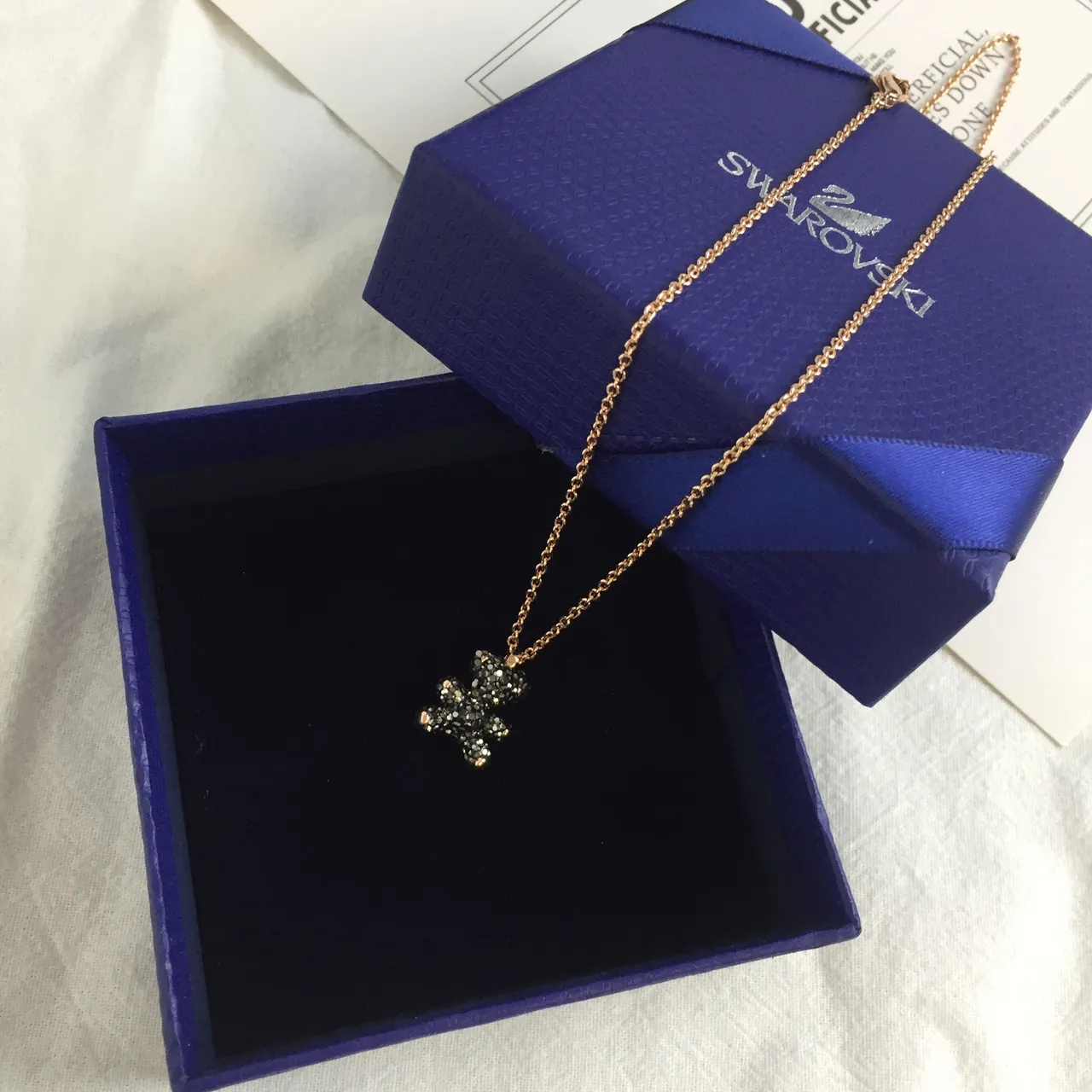 Swarovski Gold Black Chain Crystal-Paved Bear Pendant Necklace 3