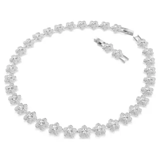 Swarovski Silver Transparent Floral-Link Pavé-Crystal Necklace