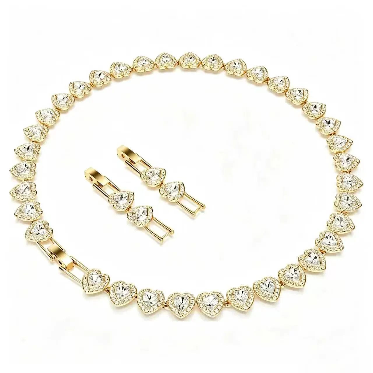 Swarovski Colar prateado transparente com elos florais Pavé-Crystal 4