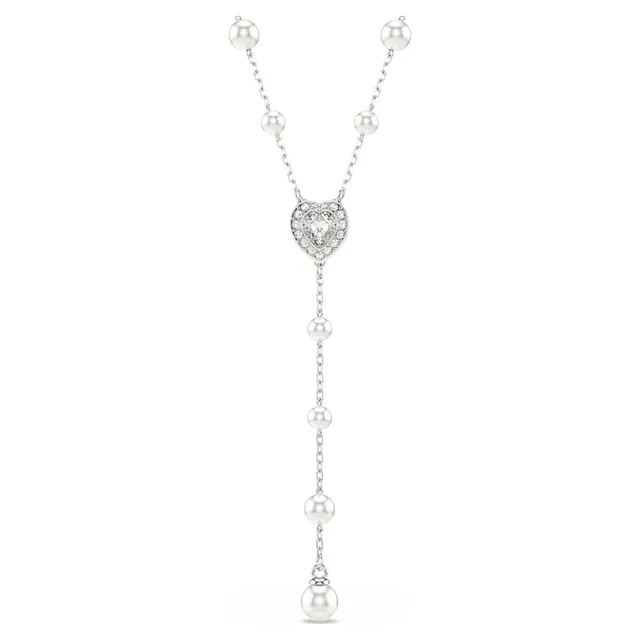 Swarovski Colar prateado transparente com elos florais Pavé-Crystal 5