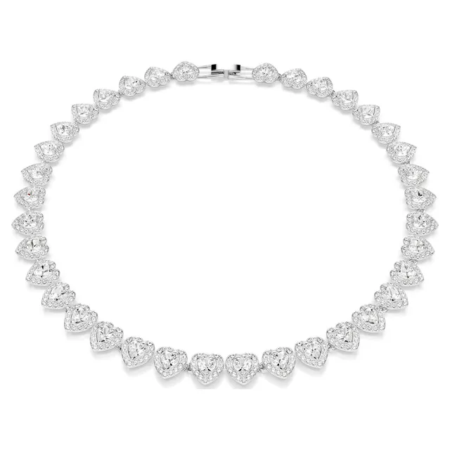 Swarovski Colar prateado transparente com elos florais Pavé-Crystal 8
