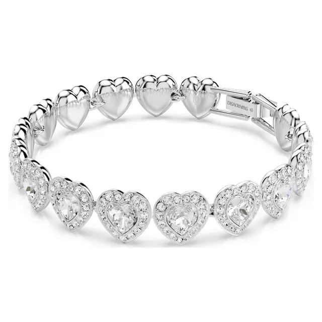 Swarovski Colar prateado transparente com elos florais Pavé-Crystal 10