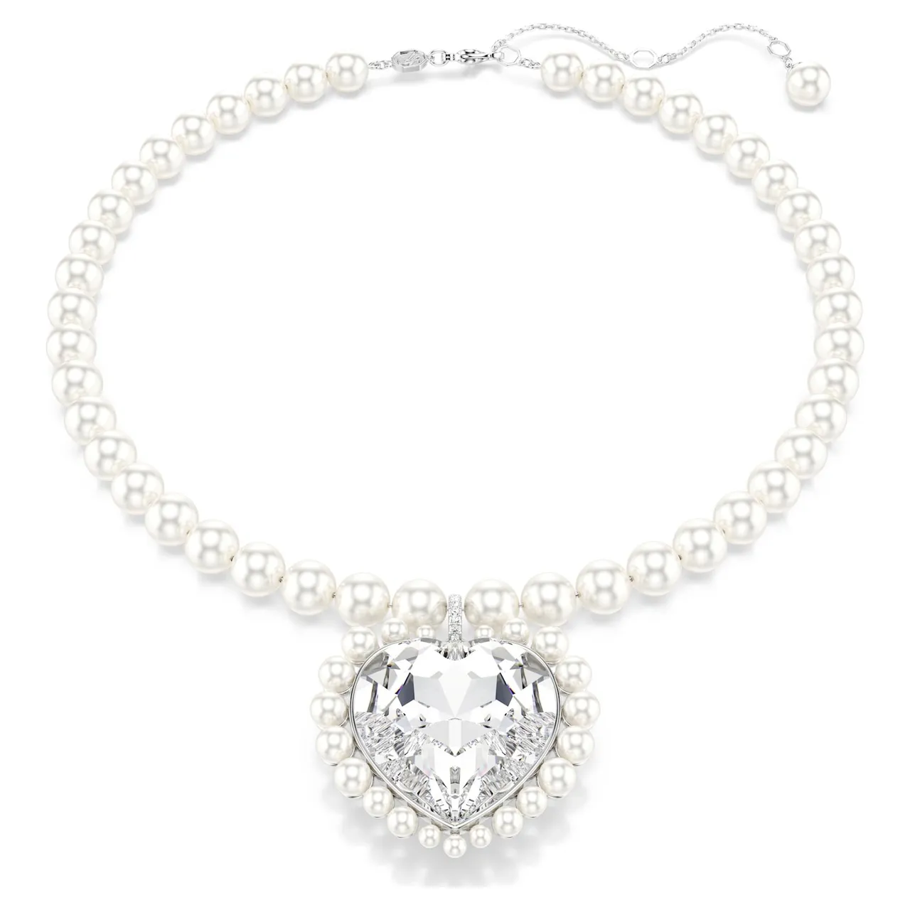 Swarovski Colar prateado transparente com elos florais Pavé-Crystal 11