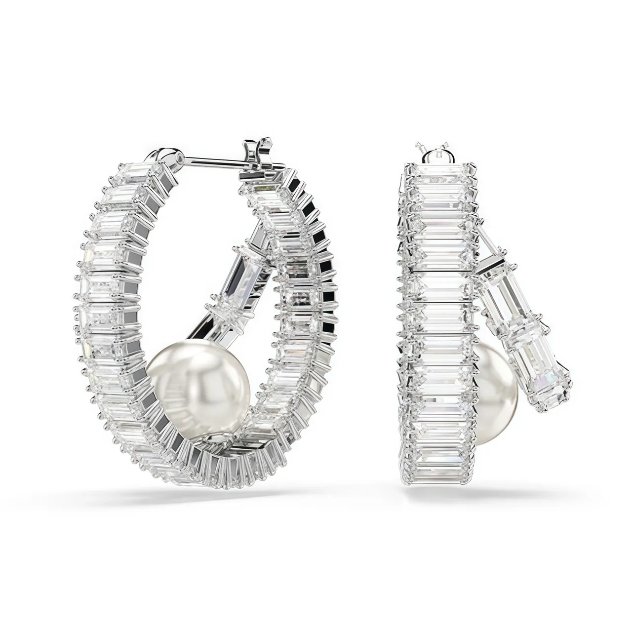 Swarovski Colar prateado transparente com elos florais Pavé-Crystal 15