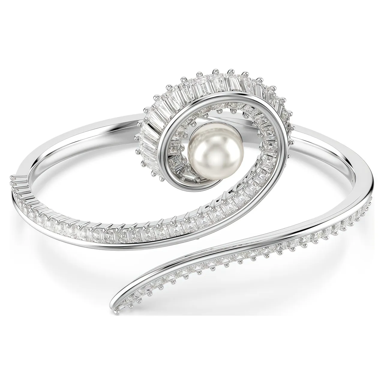 Swarovski Colar prateado transparente com elos florais Pavé-Crystal 16