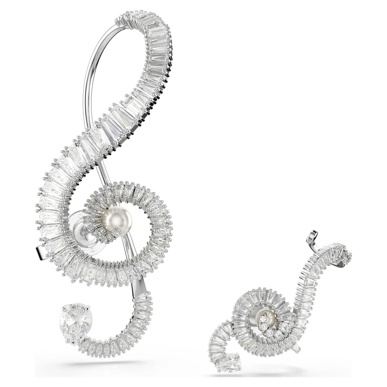 Swarovski Colar prateado transparente com elos florais Pavé-Crystal 17