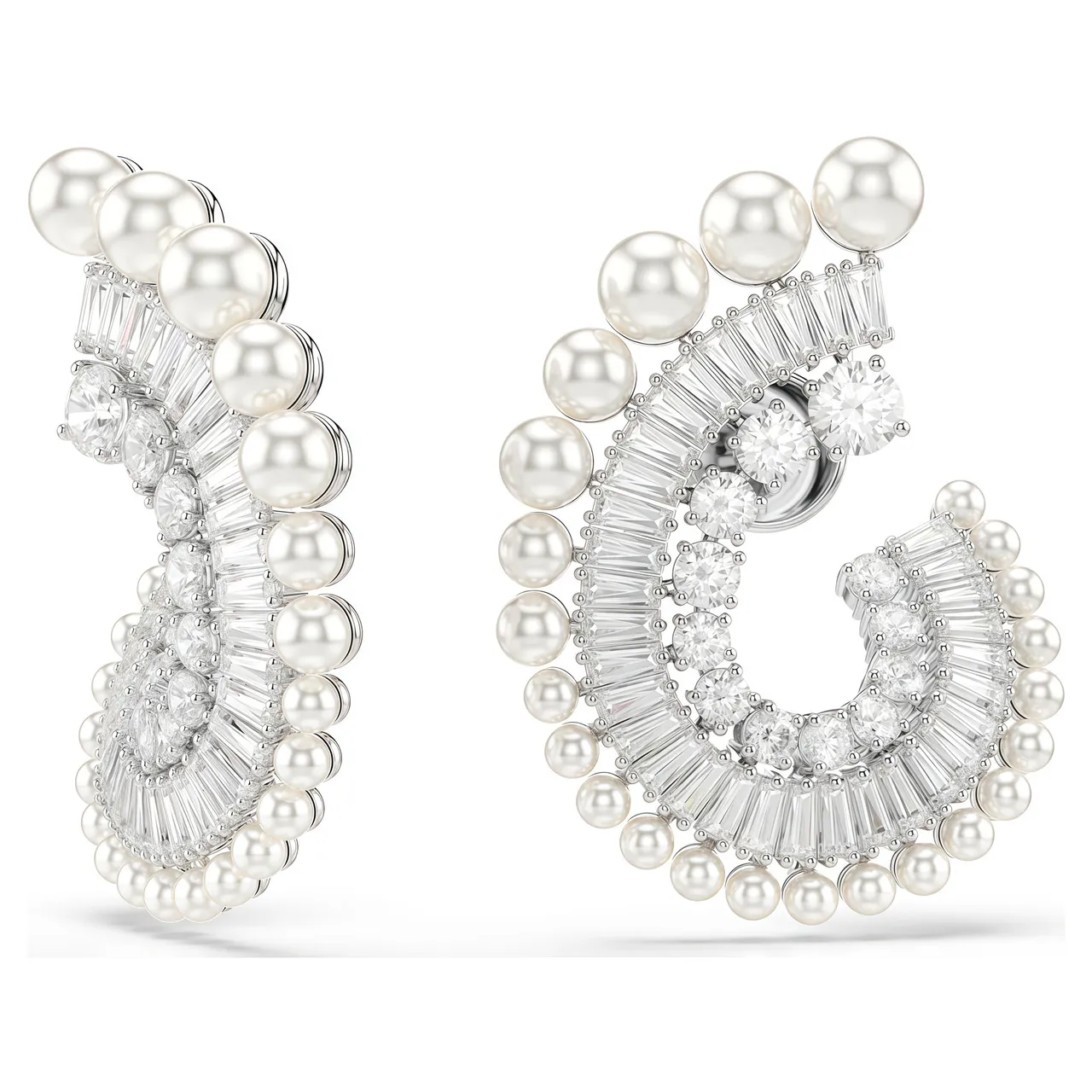 Swarovski Colar prateado transparente com elos florais Pavé-Crystal 18