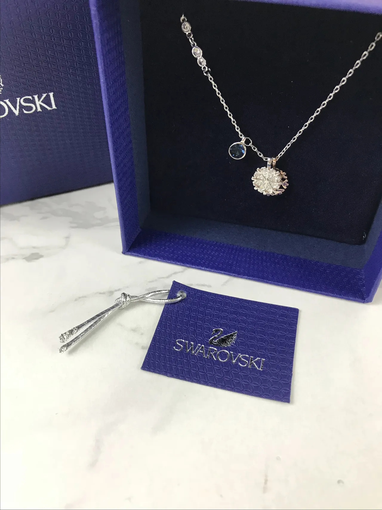 Swarovski Floco de neve prata ouro duplo pendentif pavé detalhe cristal colar 3
