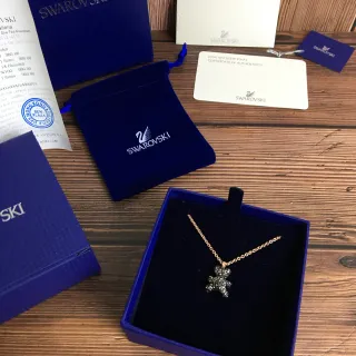 Swarovski Teddy Bear Crystal Pavé Rose-Gold-Tone Necklace