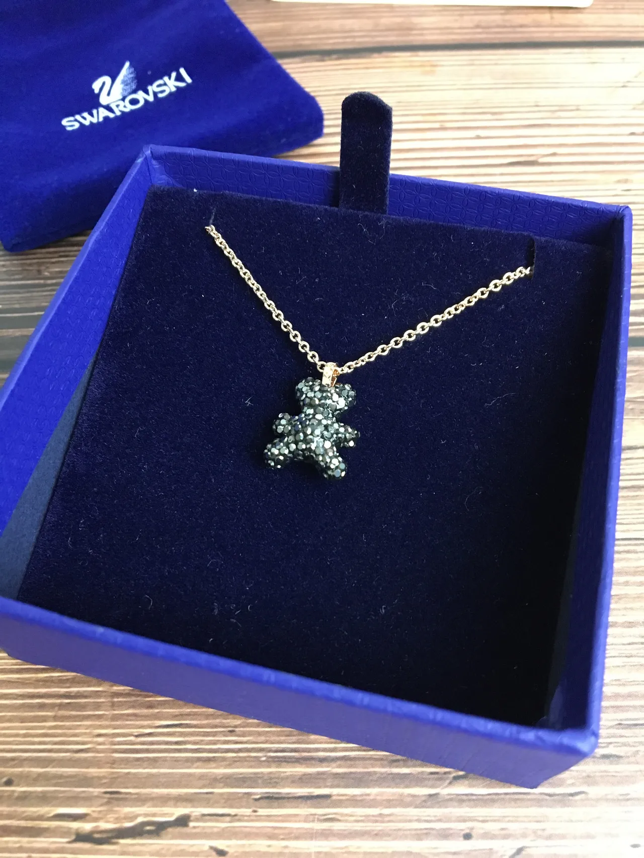Swarovski Urso de Pelúcia Cristal Pavé Ouro Rosa Colar 6