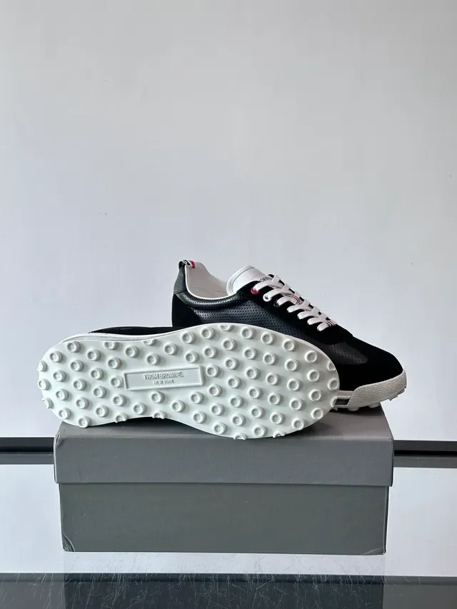 Thom Browne Black Perforated Air-Cushioned Sneaker 2