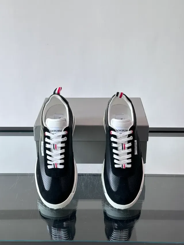 Thom Browne Black Perforated Air-Cushioned Sneaker 4