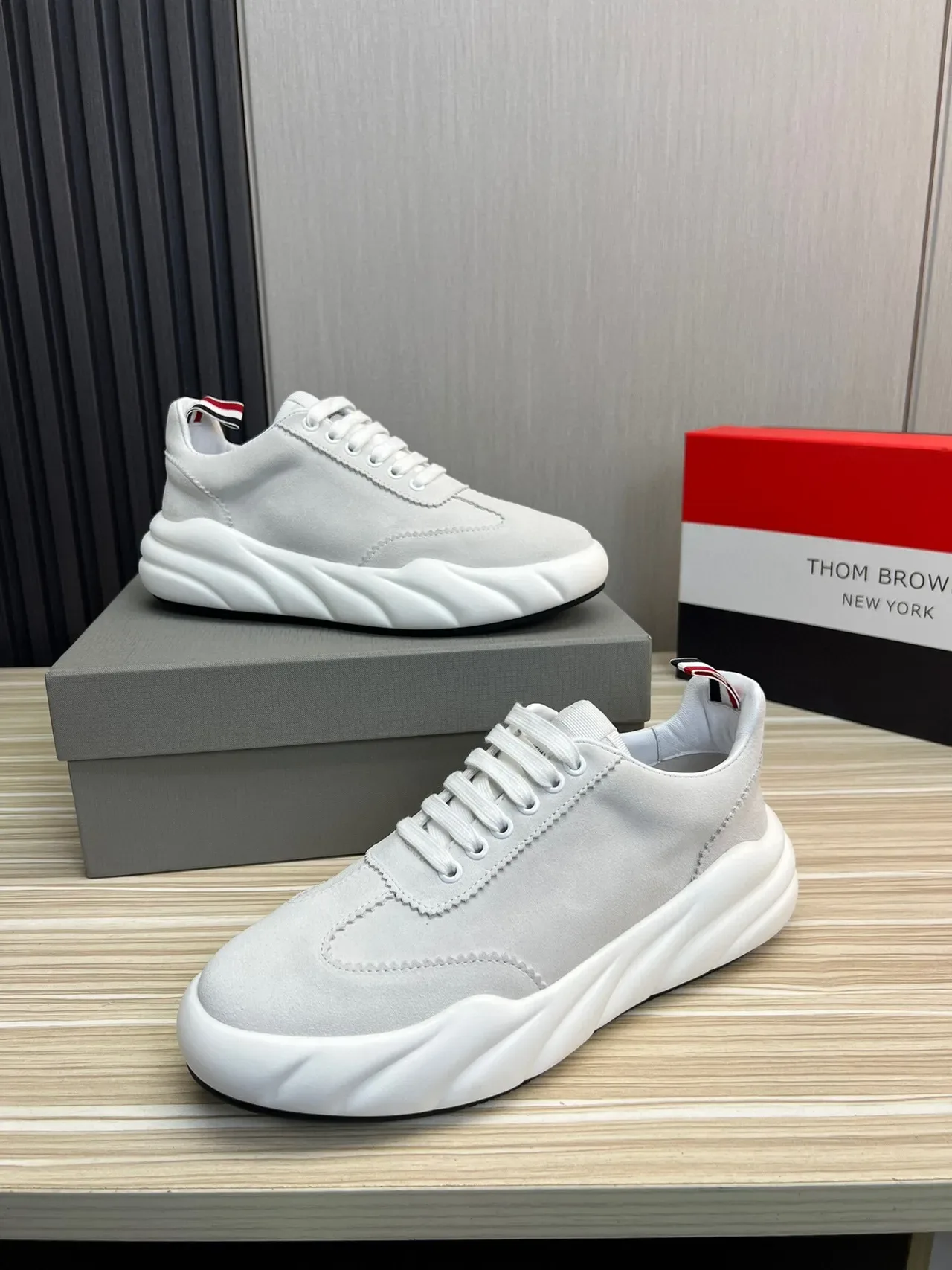 Thom Browne Wave Sole Gray Suede Lifestyle Sneaker 3