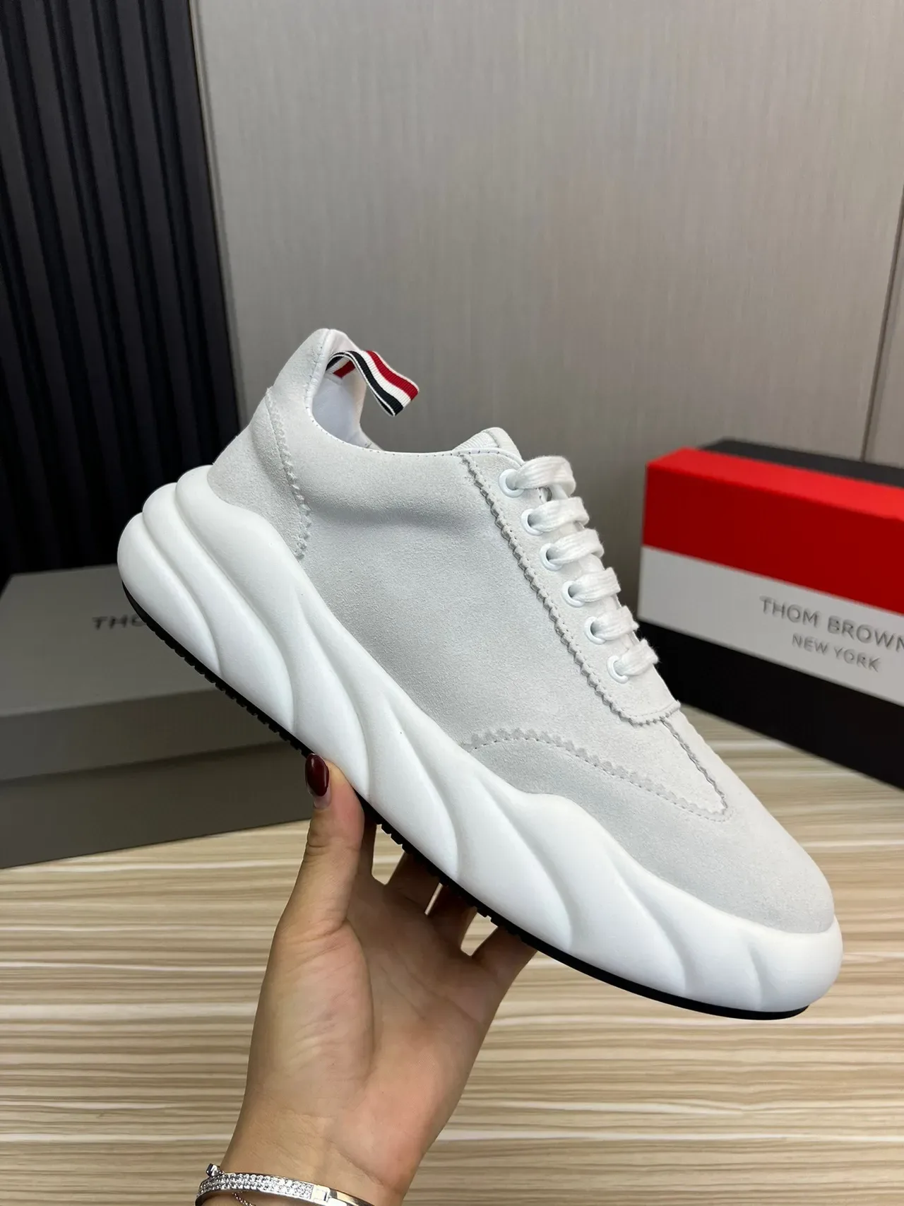 Thom Browne Wave Sole Gray Suede Lifestyle Sneaker 6