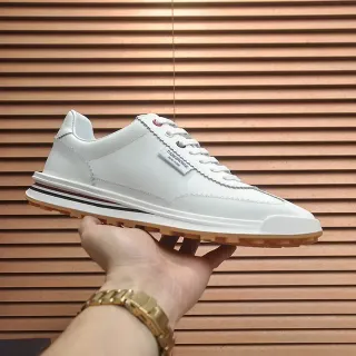 Thom Browne White Brown Leather Upper Gum Rubber Sole Lifestyle Sneakers